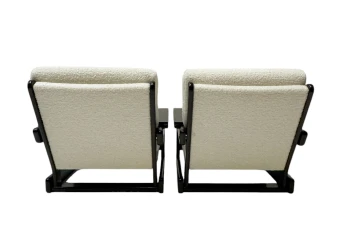Mid-Century Modern Wenge Lounge Chairs with Bouclé Upholstery, 1970s